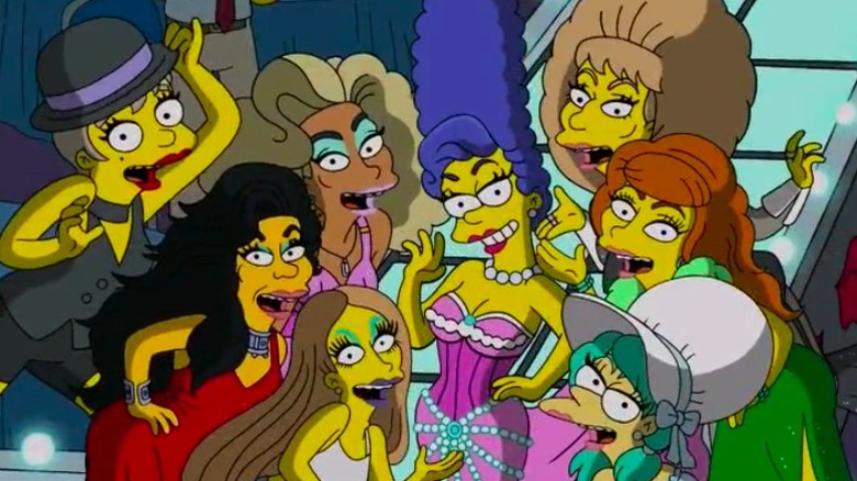 Marge in drag smiling