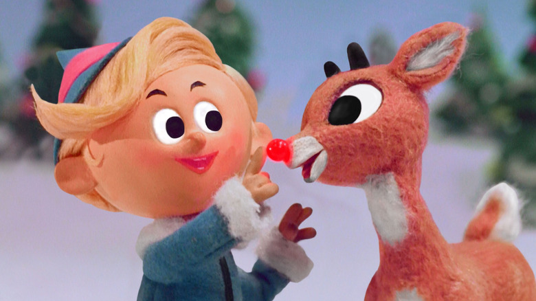 Hermey and Rudolph playing in the snow in Rudolph the Red-Nosed Reindeer.