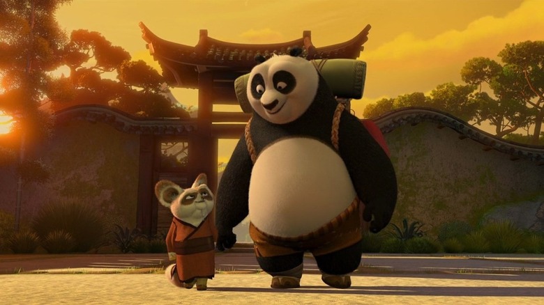 Shifu and Po, walking