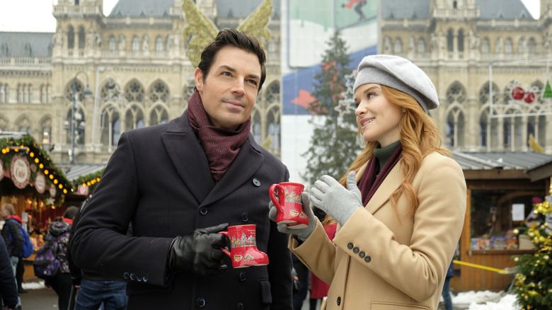 Jess and Mark at a Christmas market in Christmas in Vienna