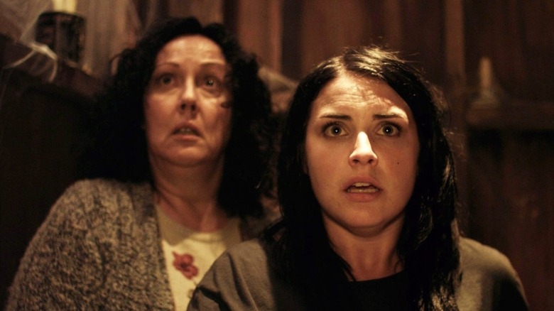 Rima Te Wiata and Morgana O'Reilly looking scared