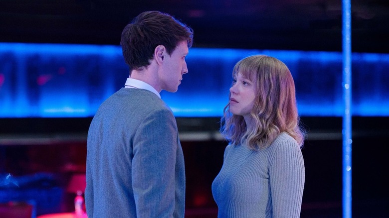 George MacKay as Louis and Lea Seydoux as Gabrielle gaze into one another's eyes in The Beastand