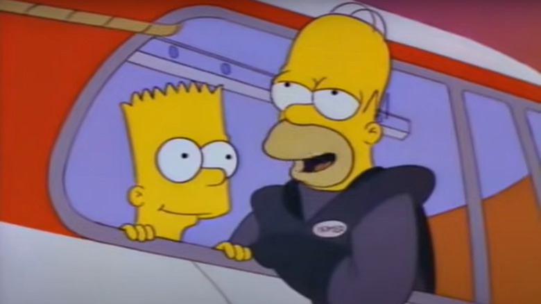 Homer and Bart on monorail