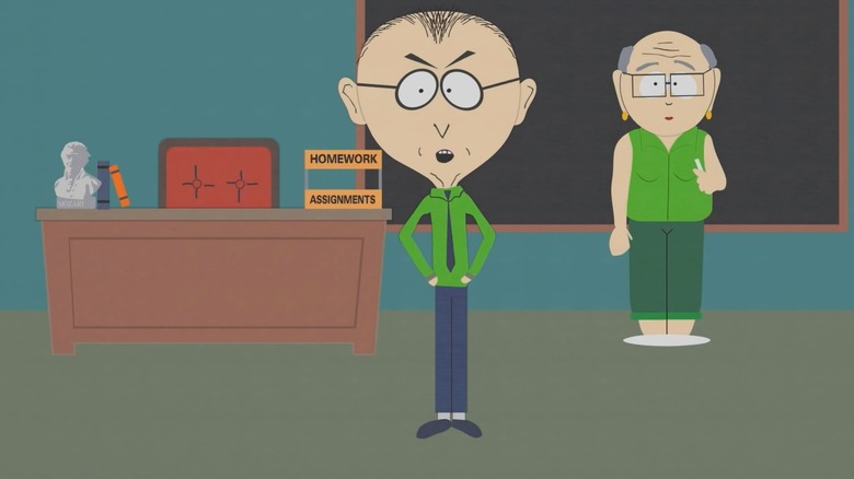Mr. Mackey gets upset at dookie in the urinal