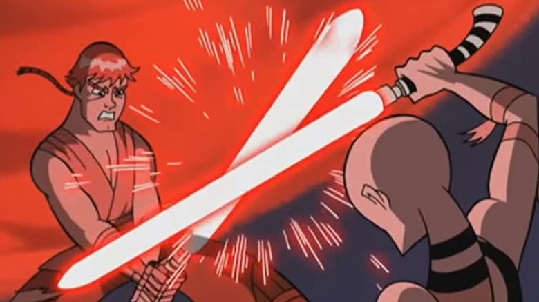 Anakin Skywalker fights Asajj Ventress