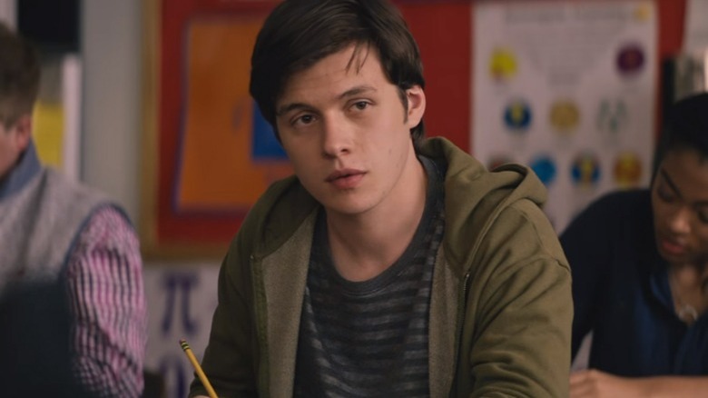 Nick Robinson wearing a sweater in school