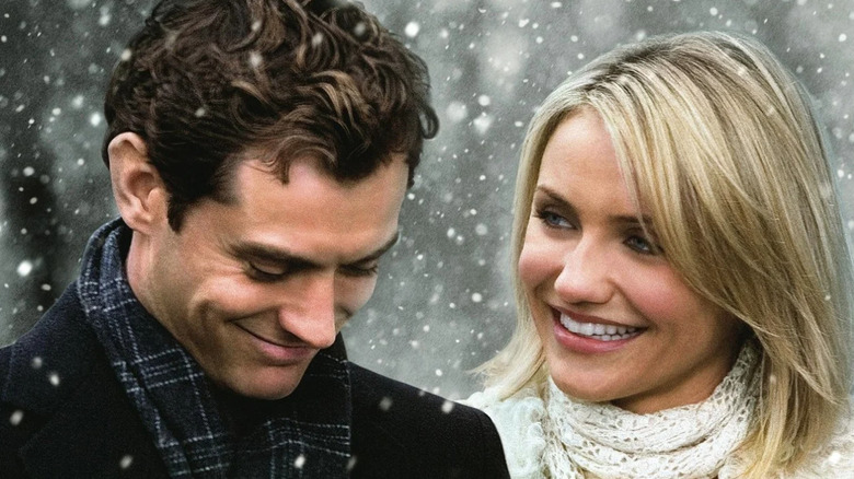 Cameron Diaz and Jude Law smile in the snow in The Holiday