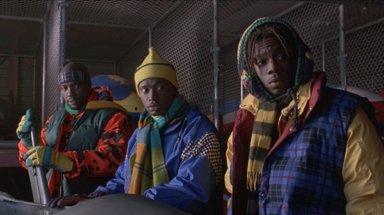 Jamaica national bobsled team wearing winter clothes