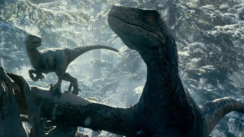 Blue and her baby in Jurassic World Dominion