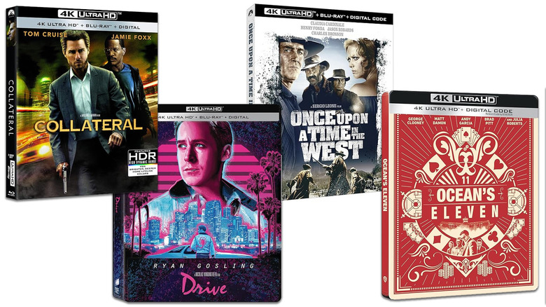 Collateral, Drive, Once Upon a Time in the West, and Ocean's 11 4K cover art