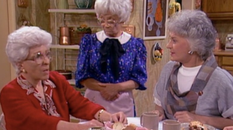 Nancy Walker, Estelle Getty, and Bea Arthur at table