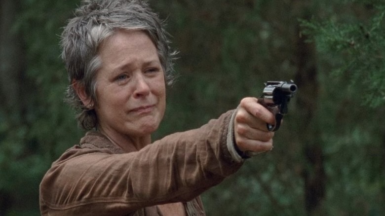 Carol Walking Dead pistol woods