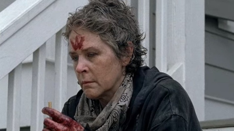 Walking Dead Carol blood forehead cigarette