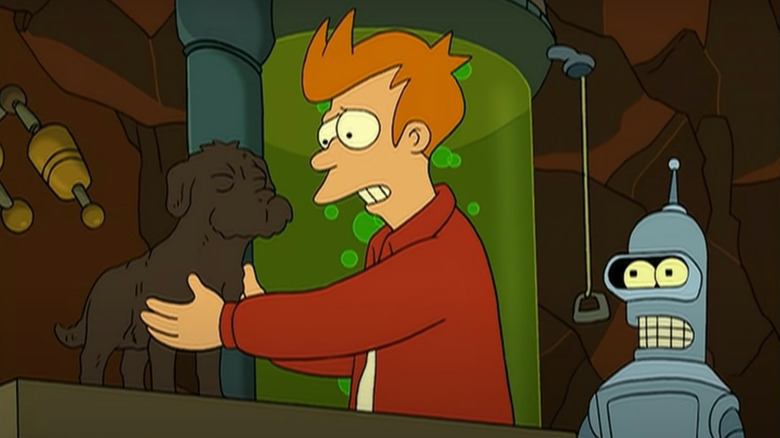 Fry petting cloned dog