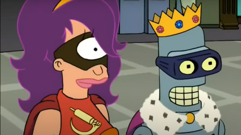 Leela and Bender in costumes