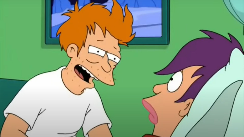 Fry talking to Leela