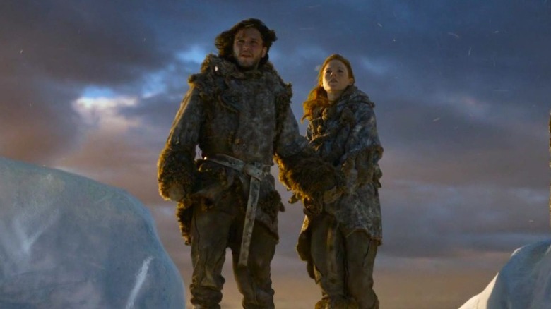 Jon and Ygritte on top of the wall