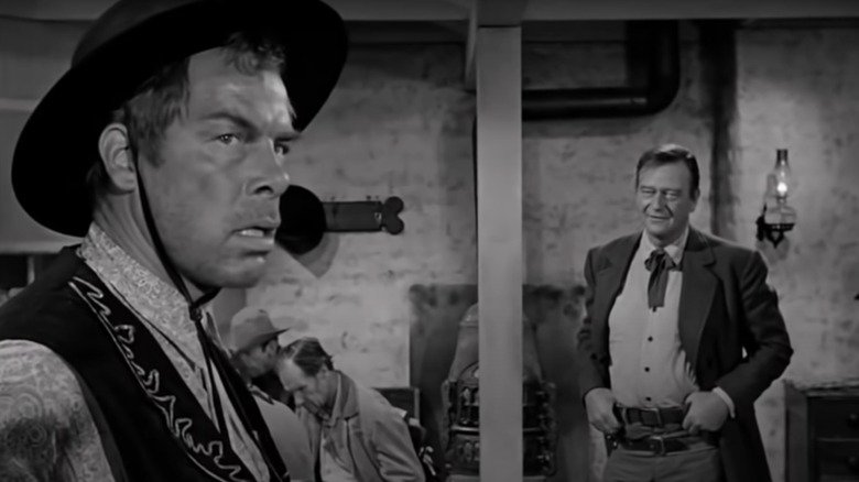 Lee Marvin and John Wayne saloon shootout The Man Who Shot Liberty Valance