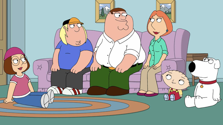 Meg, Chris, Peter, Lois, Stewie, and Brian Griffin on Family Guy