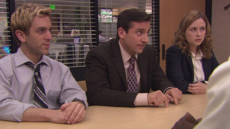 Ryan with Michael and Pam in The Office