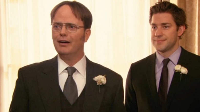 Dwight and Jim at wedding in The Office