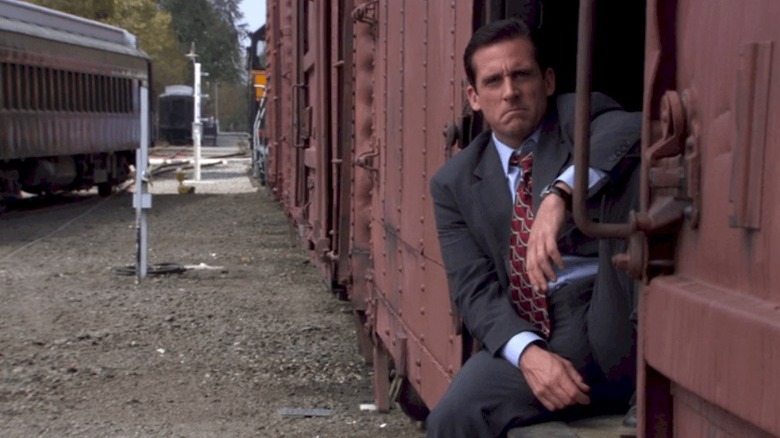 Michael Scott on train in The Office