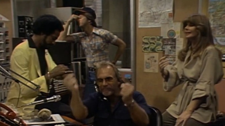 WKRP in Cincinnati's Venus, Andy, Johnny, and Bailey despairing in the station