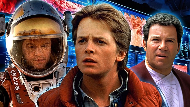 A composite image of Marty McFly, Mark Watney, and Captain Kirk