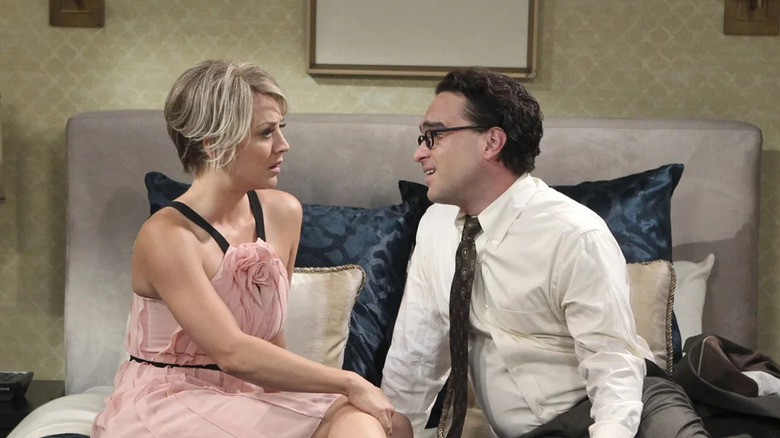 Leonard and Penny on hotel bed Big Bang Theory