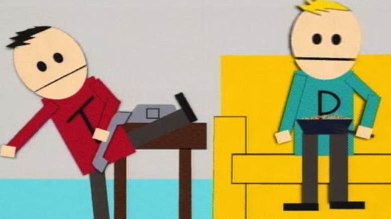 Matt Stone's Terrance and Trey Parker's Phillip at home on South Park