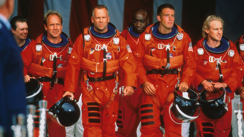 Ben Affleck, Owen Wilson and Bruce Willis in Armageddon