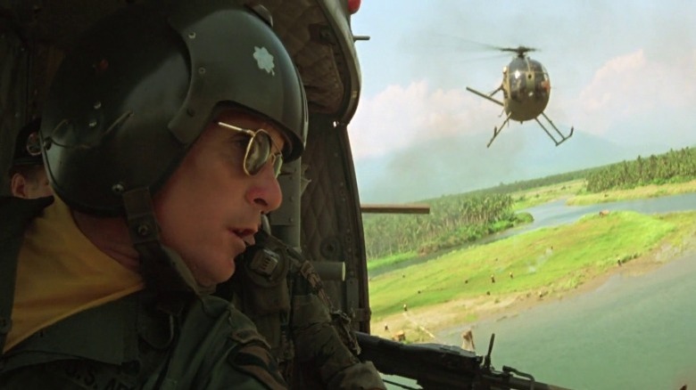 Robert Duvall leads a strafing attack in helicopter