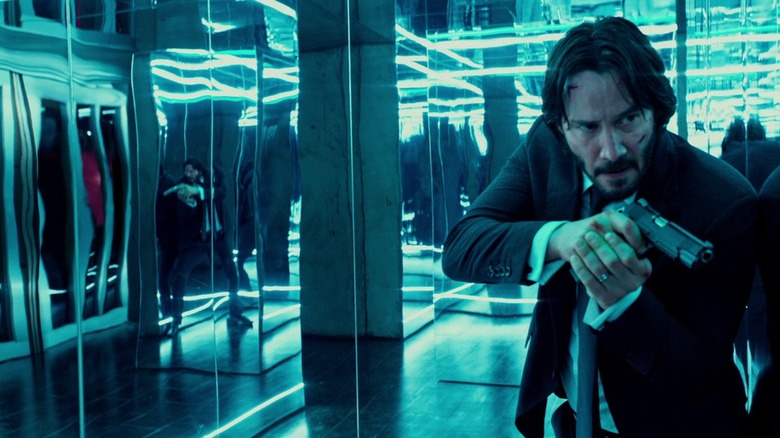 Keanu Reeves lost in a mirror maze