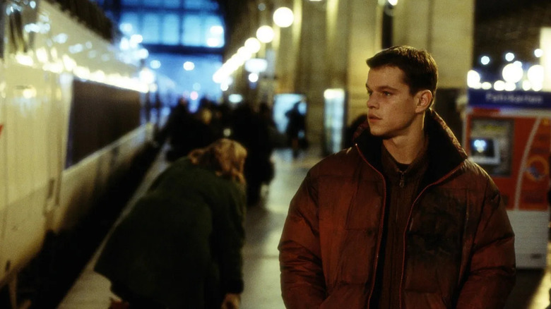 Matt Damon in a train station