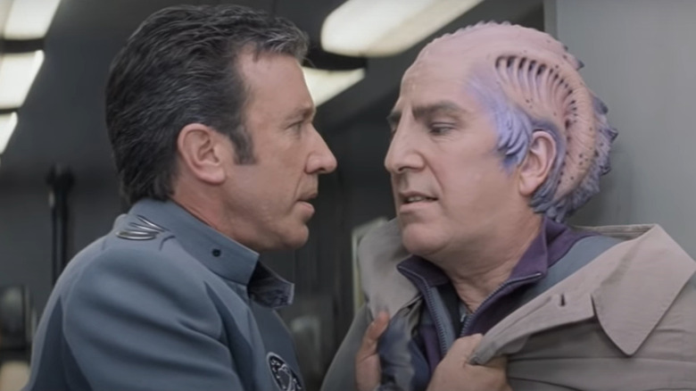 Allen and Rickman in sci-fi costumes