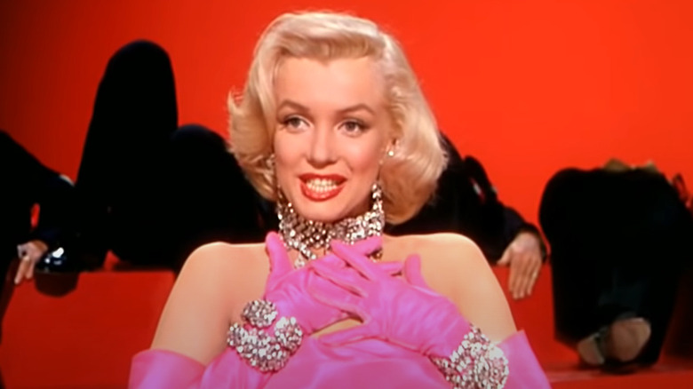 Monroe in pink dress and diamonds