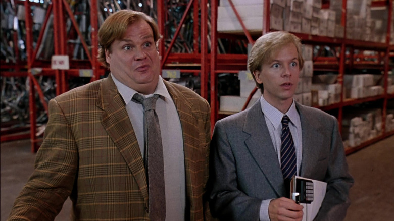 Chris Farley and David Spade trying to sell car parts in Tommy Boy