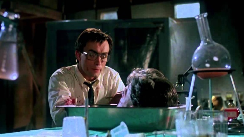 Herbert West talks to severed head in Re-Animator