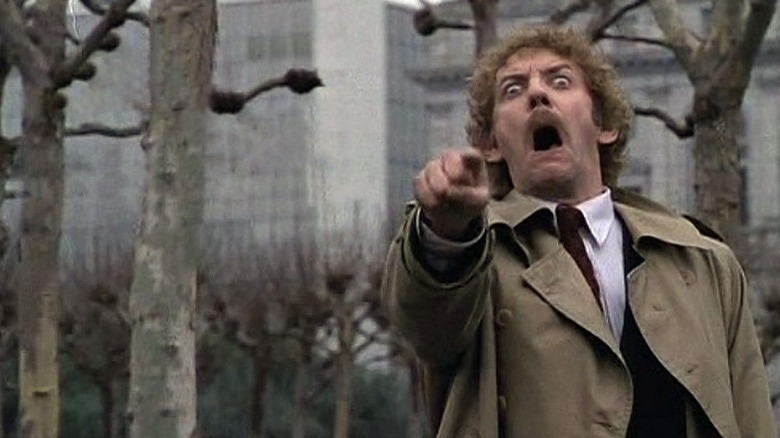  Donald Sutherland points and yells in Invasion of the Body Snatchers 