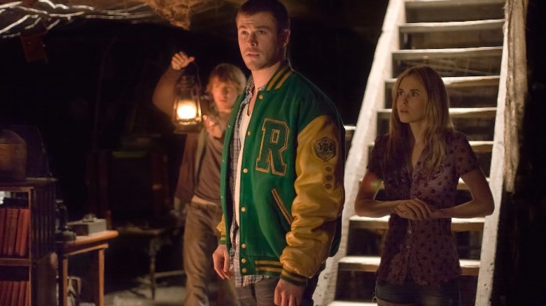 Chris Hemsworth investigates basement in Cabin in the Woods