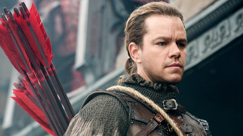 Matt Damon with a ponytail in The Great Wall