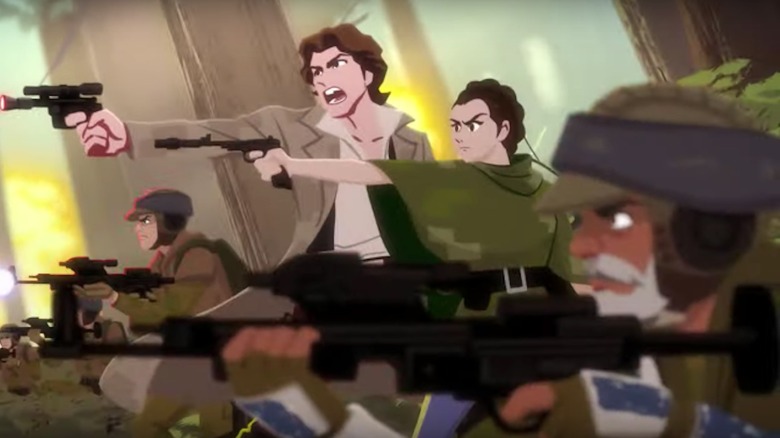 Han, Leia e Capitão Rex em Endor, Galaxy of Adventures