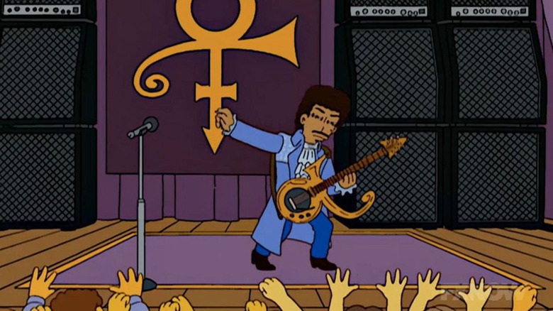 Prince performing at a concert in The Simpsons