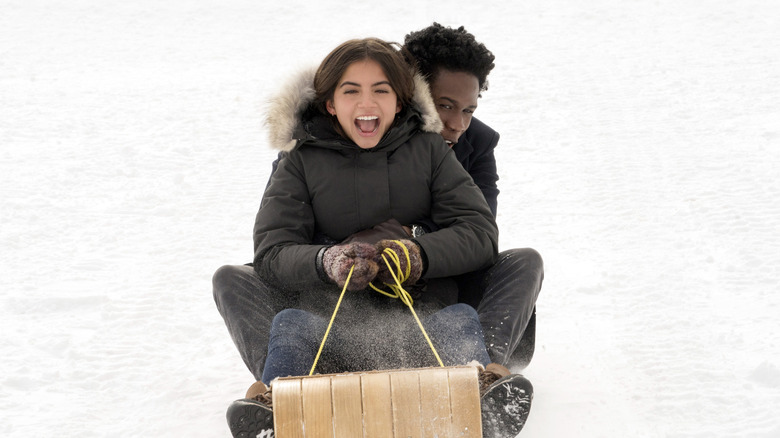 Merced and Moore sledding