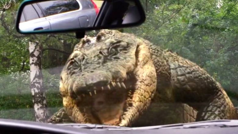 Crocodile on a truck in Lake Placid vs Anaconda