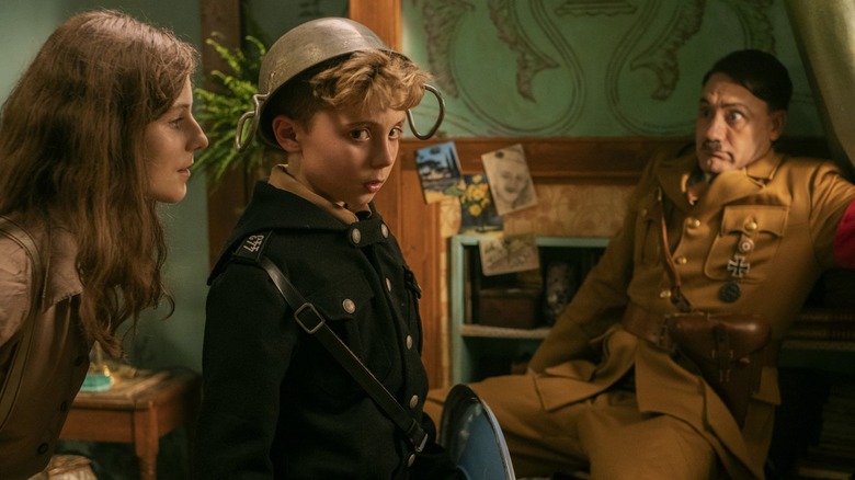 Thomasin McKenzie, Roman Griffin Davis, and Taika Waititi in "Jojo Rabbit"