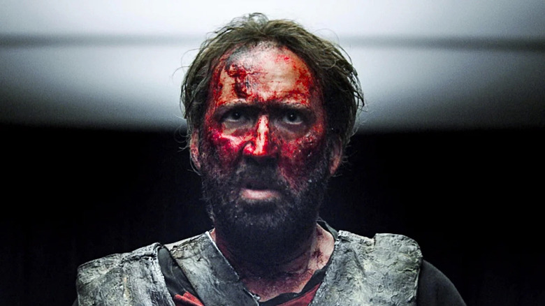 Red Miller with blood on his face in Mandy