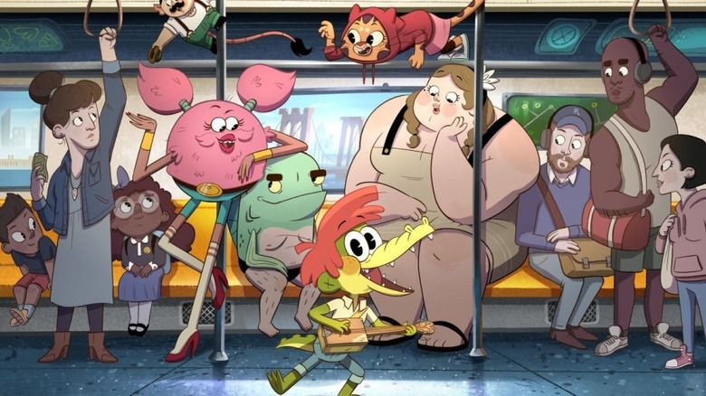 Arlo and the gang on a subway