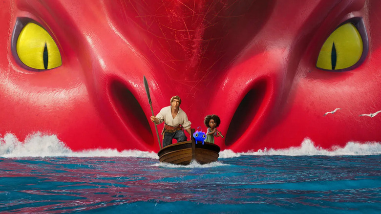 The Sea Beast's Maisie and Jacob are sailing as the Red Bluster watches
