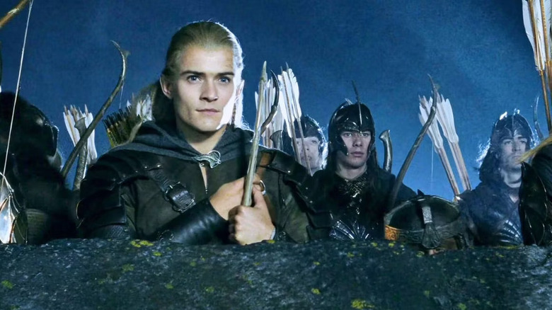 Legolas ready for battle in Helm's Deep in Lord of the Rings: The Two Towers